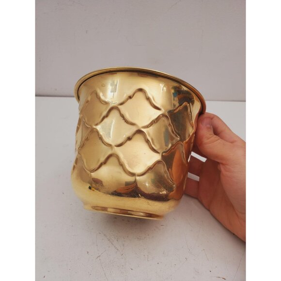 Vintage 1980s brass Planter, Plant Holder, Succulent Pot, brass Plant Pot, brass - Picture 5 of 10